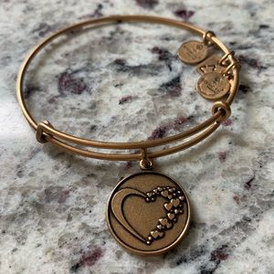 Alex and Ani Gold Tone Heart Charm Bracelet